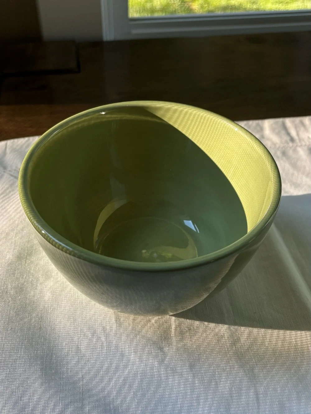 Pottery Barn Olive Green Ceramic Bowl 5” ‘Sausalito’